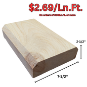 3"x8" Quarter Log Siding - Semi-Smooth - Beveled Edge - White Pine - #426