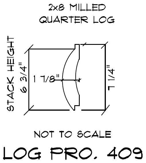 2" x 8" Milled Quarter Log Siding - Shiplap - Peeled - #409