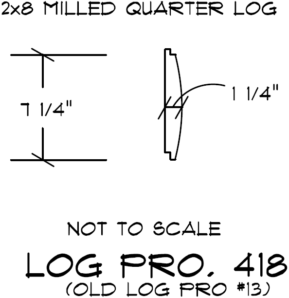 2" x 8" Milled Quarter Log Siding - Shiplap - Semi-Smooth - #418