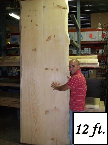 36" Wide - Rustic Pine Counter Top - Double Live Edge - Island Top - 8ft. or 12ft.