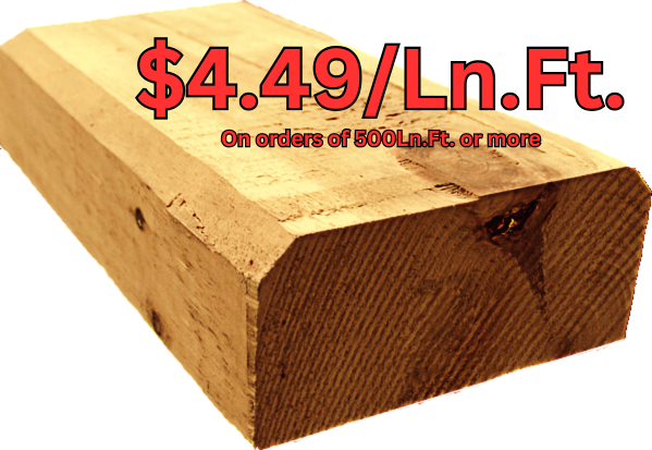 4"x8" Square Cabin Grade Half Log- Chiseled Surface - #443T
