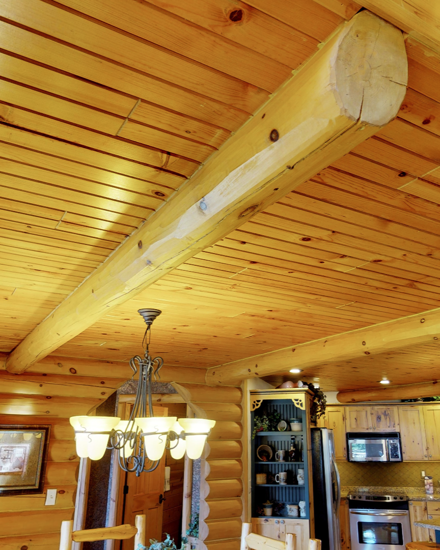 7.25" Round Log Ceiling Beam - Milled Decorative Rafter - #621 Machine Peeled Texture