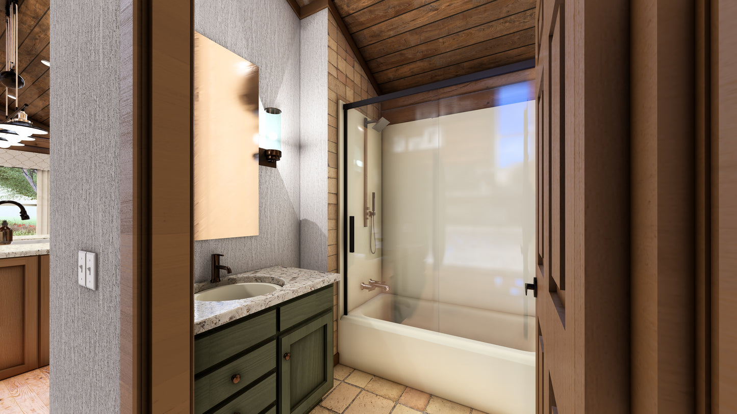 2-Bedroom Log Cabin Kit 24x42 - Floor Plan B (Kit E)