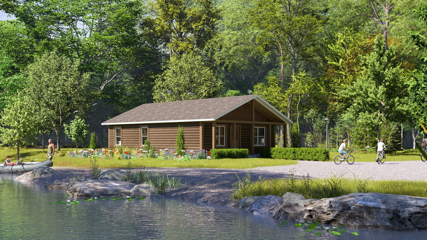 2-Bedroom Log Cabin Kit 28x38