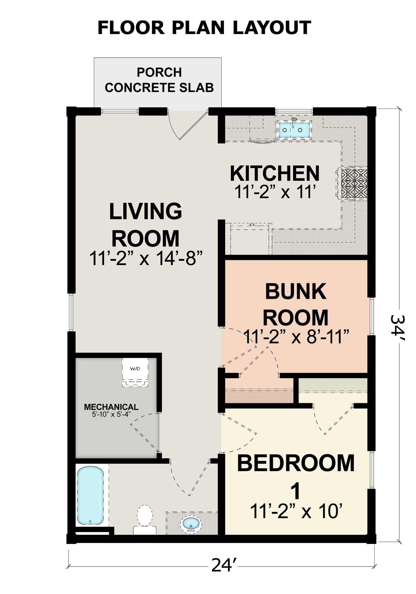 2-Bedroom Log Cabin Kit 24x34 (Kit B)