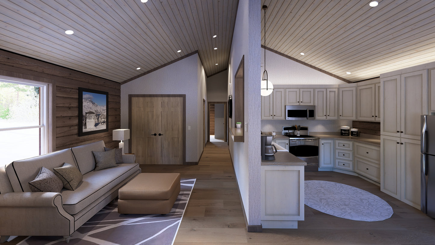 2-Bedroom Log Cabin Kit 24x42 - Floor Plan A
