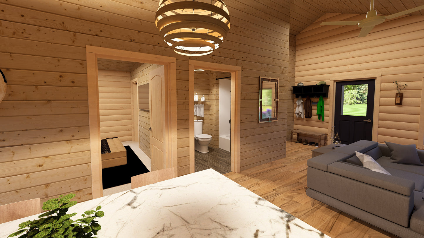 Log Cabin kit tiny home shell kit log home package hunting cabin