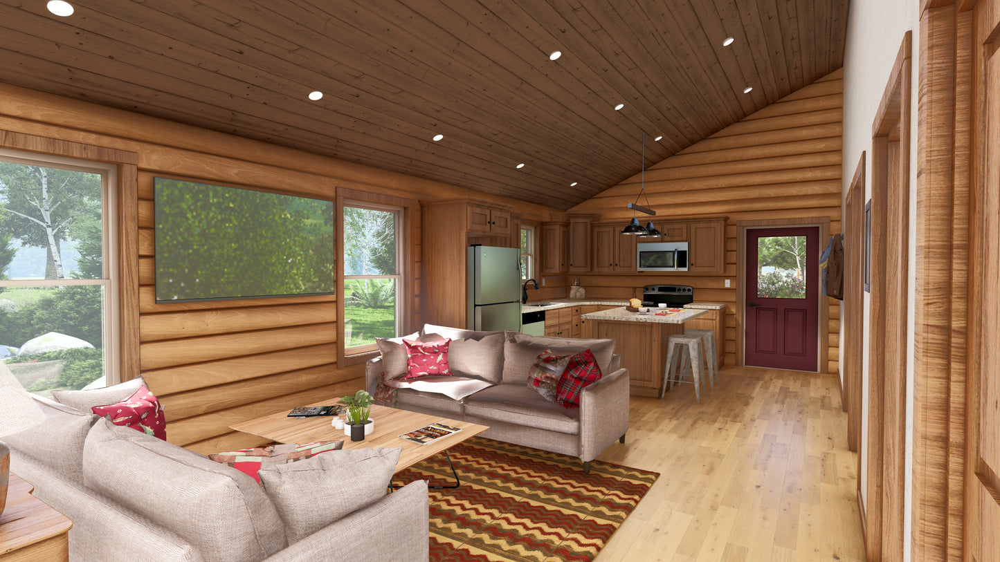 Log Cabin kit tiny home shell kit log home package hunting cabin