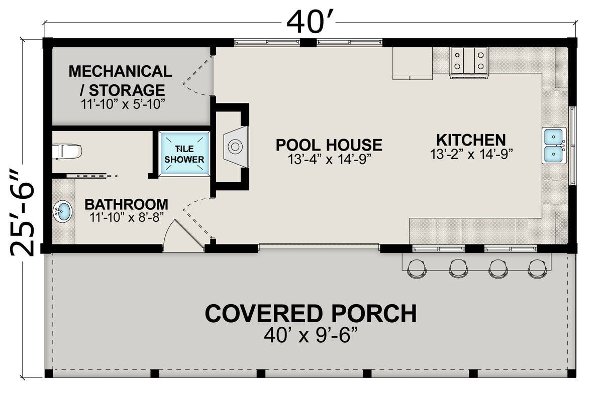 Luxury Cabana Pavilion | Pool Pavilion Kit | 25.5x40