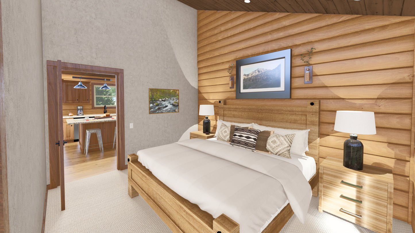 1 or 2-Bedroom Log Cabin Kit 28x28 (Kit C)