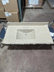 Clearance - Super Cheap 43" Single bowl vanity top with one finished edge for sale