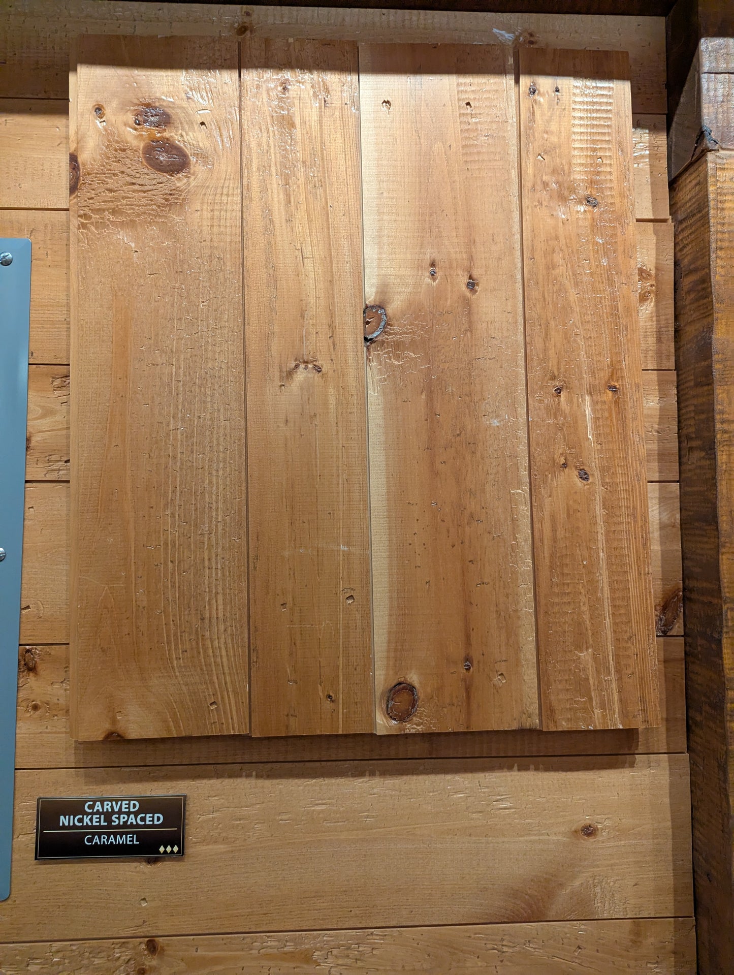 Clearance - Rustic 1in x 6in Pine - End-Matched - With Nail Holes - Pre-Finished "Caramel" - Random Lengths - Bundle