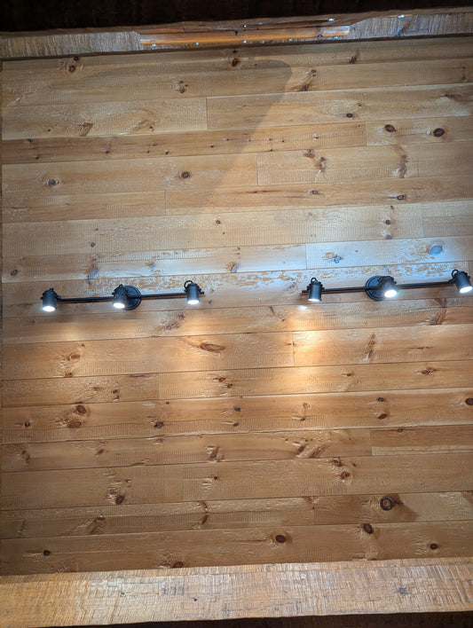 Clearance - Rustic 1in x 6in Pine - End-Matched - With Nail Holes - Pre-Finished "Caramel" - Random Lengths - Bundle