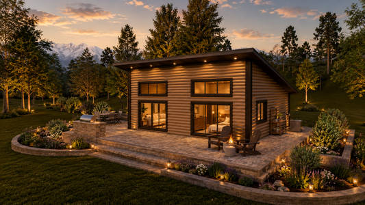 Pigeon Forge | 1-Bedroom Modern Mountain Log Cabin Kit | 27x32