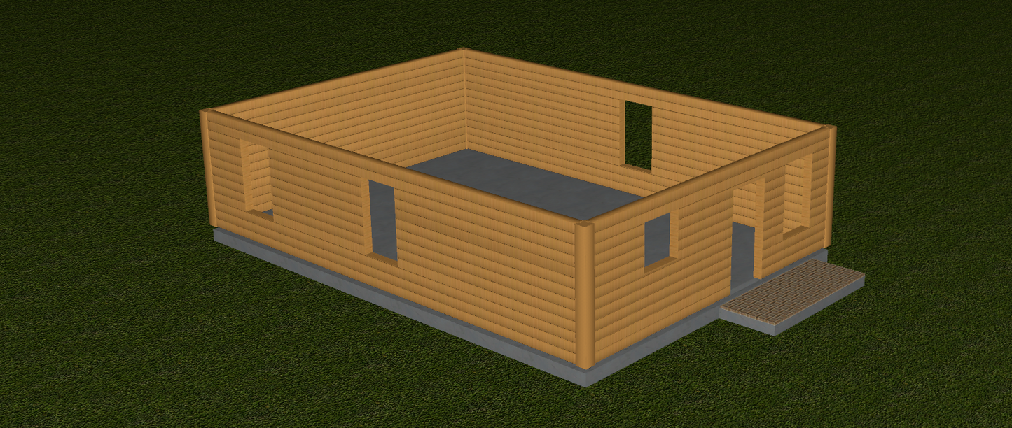 2-Bedroom Log Cabin Kit 24x34 (Kit B)