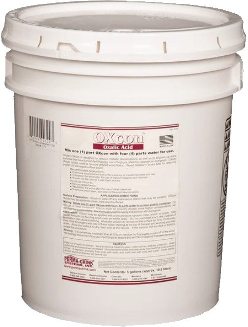oxcon oxalic acid blonding agent wood brightener brightens concentrate rust stains iron stain treatment nail stains spikes screws stain perma-chink permachink perma chink