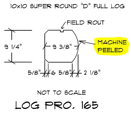 10" x 10" Super-Round D-Profile - Full Log - #165 Machine Peeled