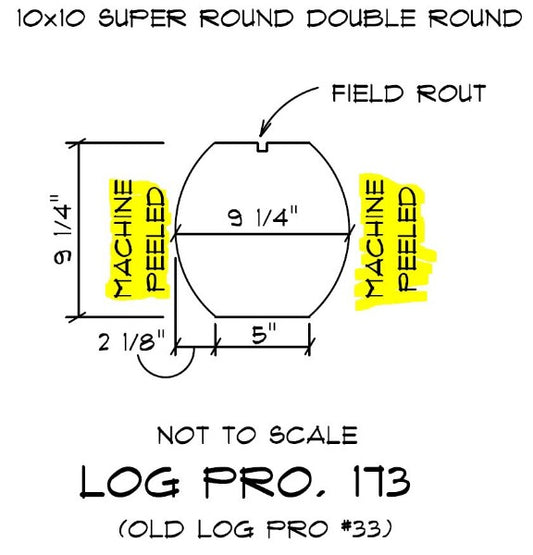 10" x 10" Super-Round Double-Round - Full Log - #173 Machine Peeled