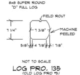 8" x 8" Super-Round D-Profile - Full Log - #135 Machine Peeled