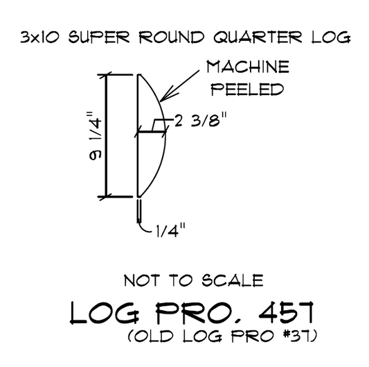 3" x 10" Super Round Quality Quarter-Log Siding - Machine-Peeled Surface - Profile #457 - Cabin-Grade