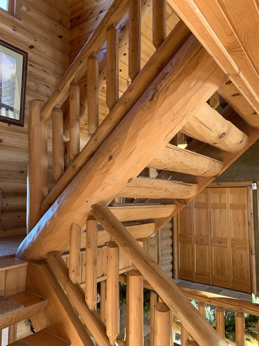 log cabin home stairs steps stairway kit ez easy stringer tread rustic
