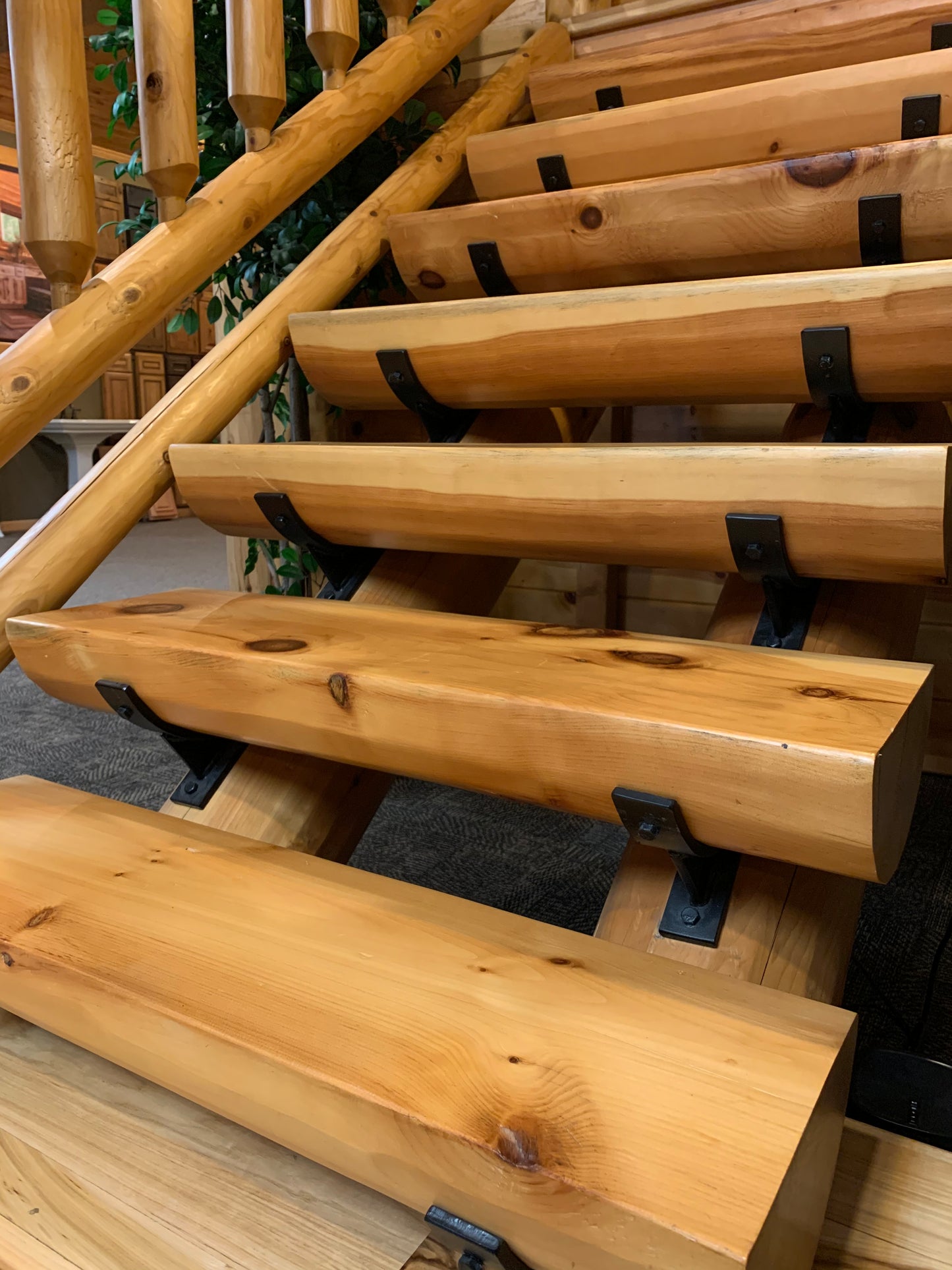 tread stair log stairs step steps cabin rustic stairway kit loft deck rail