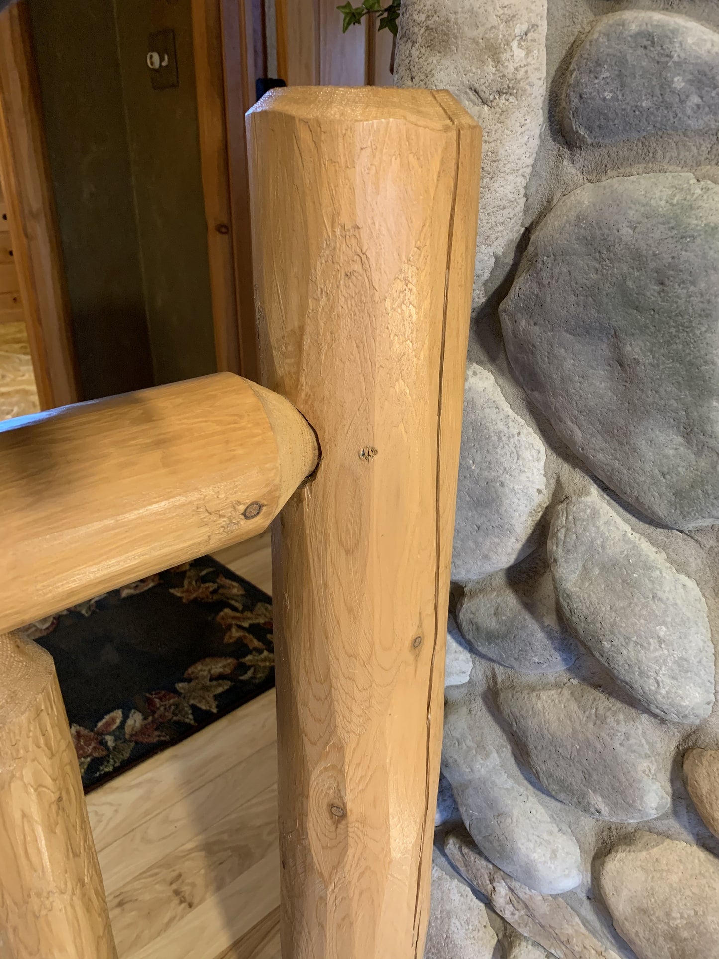 4 ft. cedar post 4' 4 foot white cedar deck loft stair stairs stairway post newel vertical golden eagle log homes jay sarah tod sharon zach parmeter log home mart wisconsin rapids