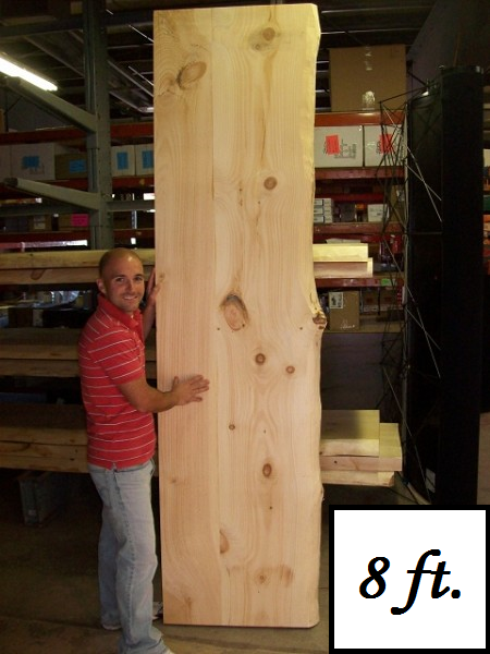 25" W x 8' L x 2.5" - Rustic Live-Edge Pine Top - Single Live Edge - Counter/Bar Top