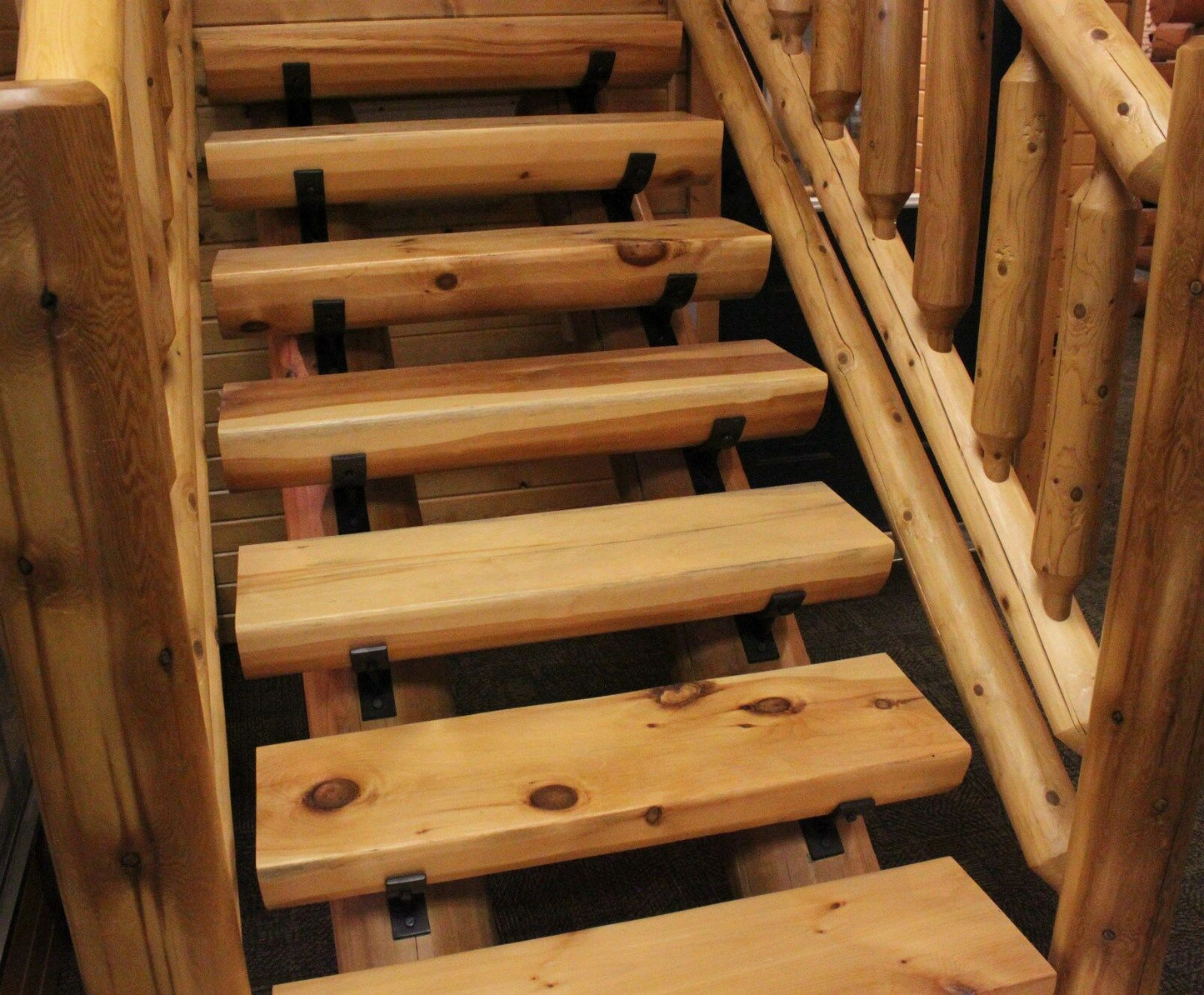 log cabin home stairs steps stairway kit ez easy stringer tread rustic