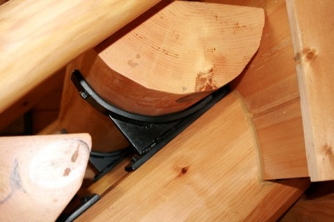 EZ Log stairs staircase stairway log home cabin decor rustic round log half log treads stringers brackets golden eagle