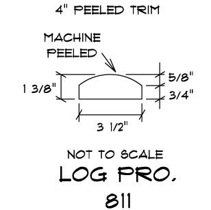 4" Log Trim - Peeled Surface - #811 - Window & Door Casing Trim and Baseboard
