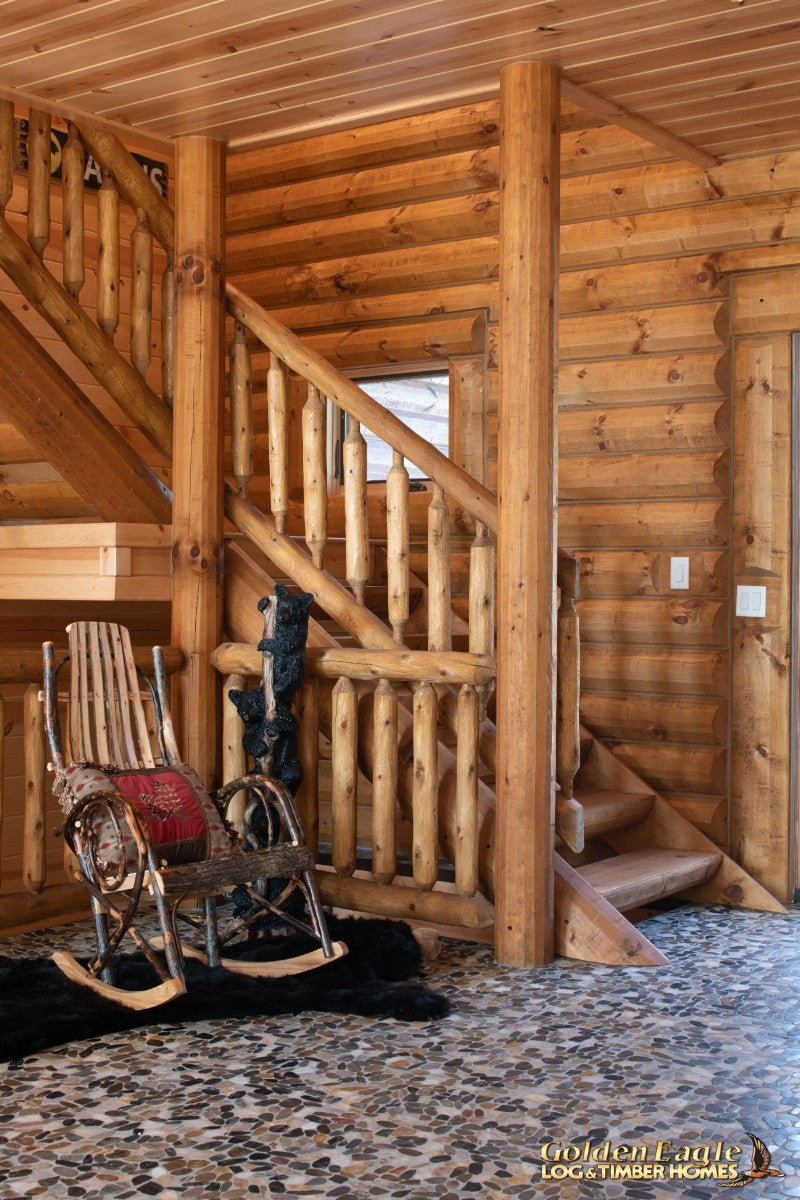 log cabin home stairs steps stairway