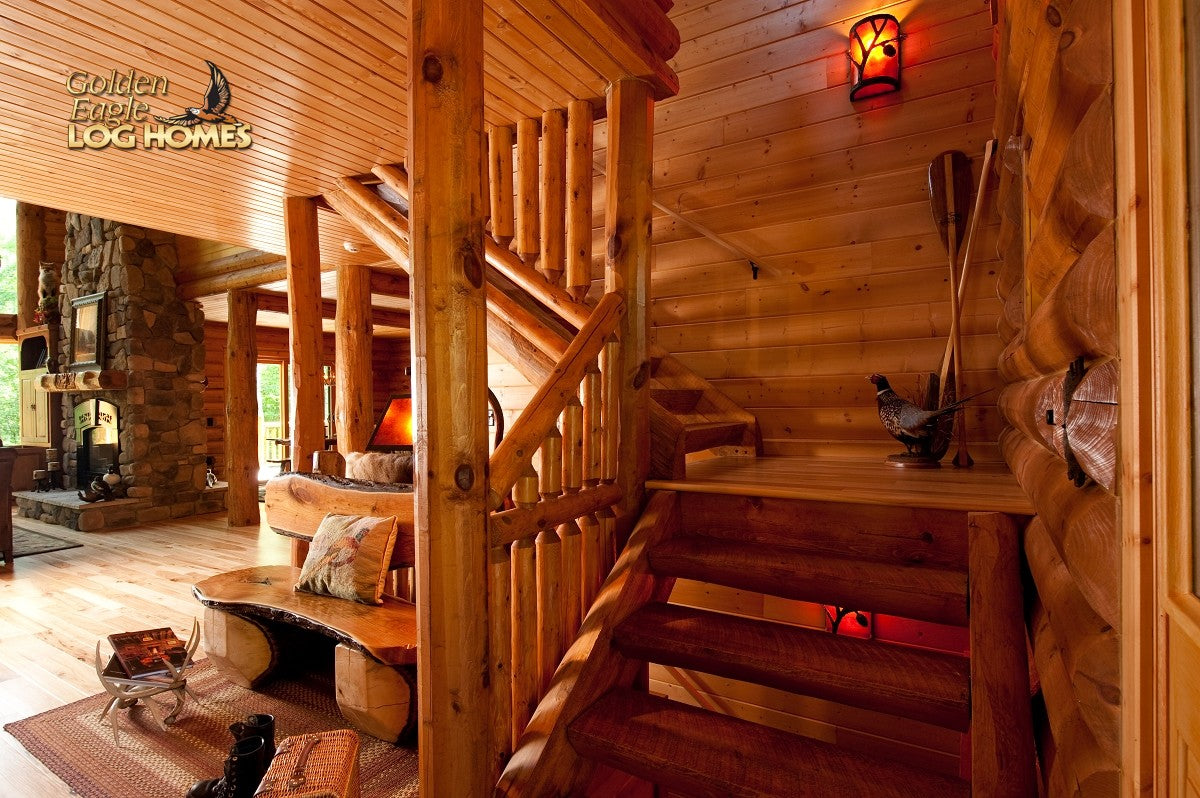 log cabin home stairs steps stairway