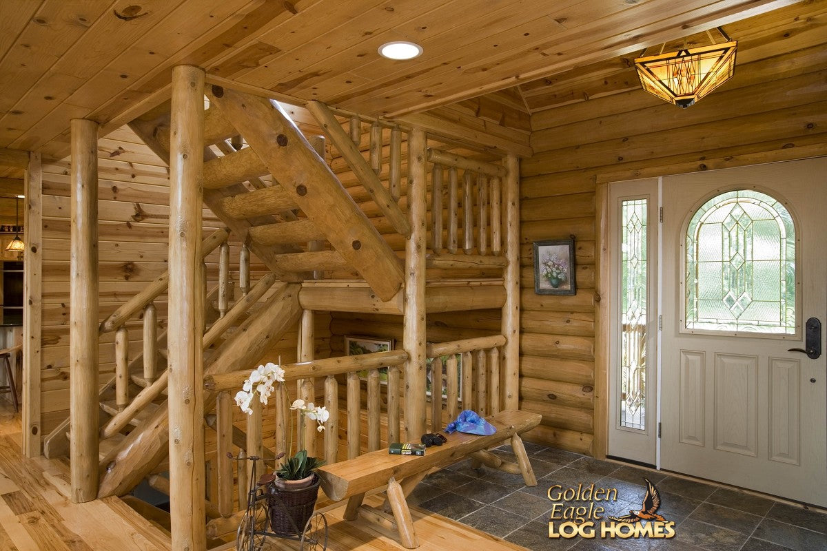 log cabin home stairs steps stairway