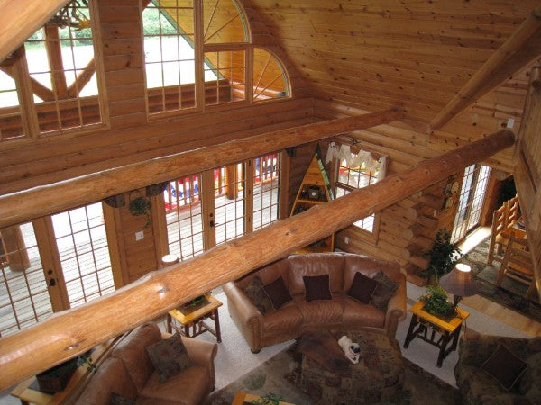 round long rustic log timber tree like tie beam beams rafter rafters ceiling great room loft pine golden eagle log home mart tod sharon jay sarah zachary zack zak zac zach parmeter beam beam beam beam beam log beam round beam tree beam