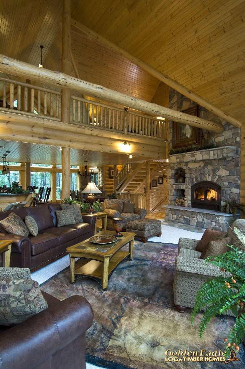 round long rustic log timber tree like tie beam beams rafter rafters ceiling great room loft pine golden eagle log home mart tod sharon jay sarah zachary zack zak zac zach parmeter beam beam beam beam beam log beam round beam tree beam