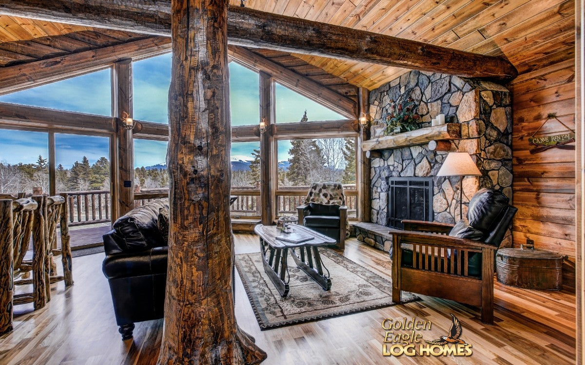 round long rustic log timber tree like tie beam beams rafter rafters ceiling great room loft pine golden eagle log home mart tod sharon jay sarah zachary zack zak zac zach parmeter beam beam beam beam beam log beam round beam tree beam