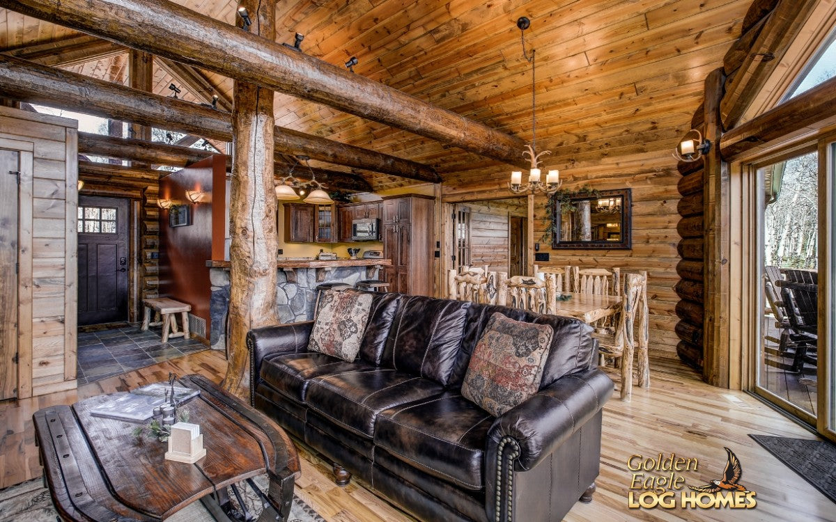 round long rustic log timber tree like tie beam beams rafter rafters ceiling great room loft pine golden eagle log home mart tod sharon jay sarah zachary zack zak zac zach parmeter beam beam beam beam beam log beam round beam tree beam