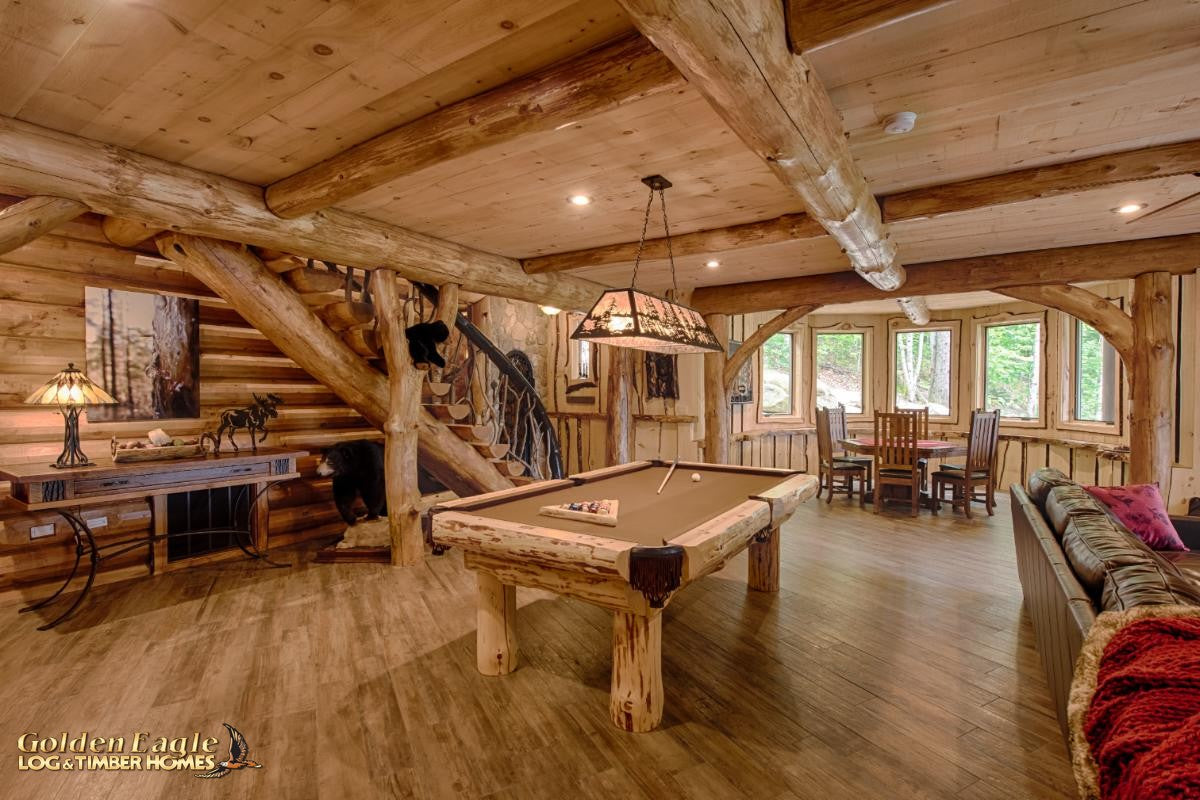 round long rustic log timber tree like tie beam beams rafter rafters ceiling great room loft pine golden eagle log home mart tod sharon jay sarah zachary zack zak zac zach parmeter beam beam beam beam beam log beam round beam tree beam