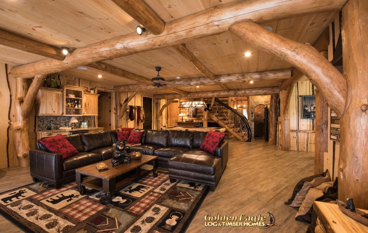 round long rustic log timber tree like tie beam beams rafter rafters ceiling great room loft pine golden eagle log home mart tod sharon jay sarah zachary zack zak zac zach parmeter beam beam beam beam beam log beam round beam tree beam
