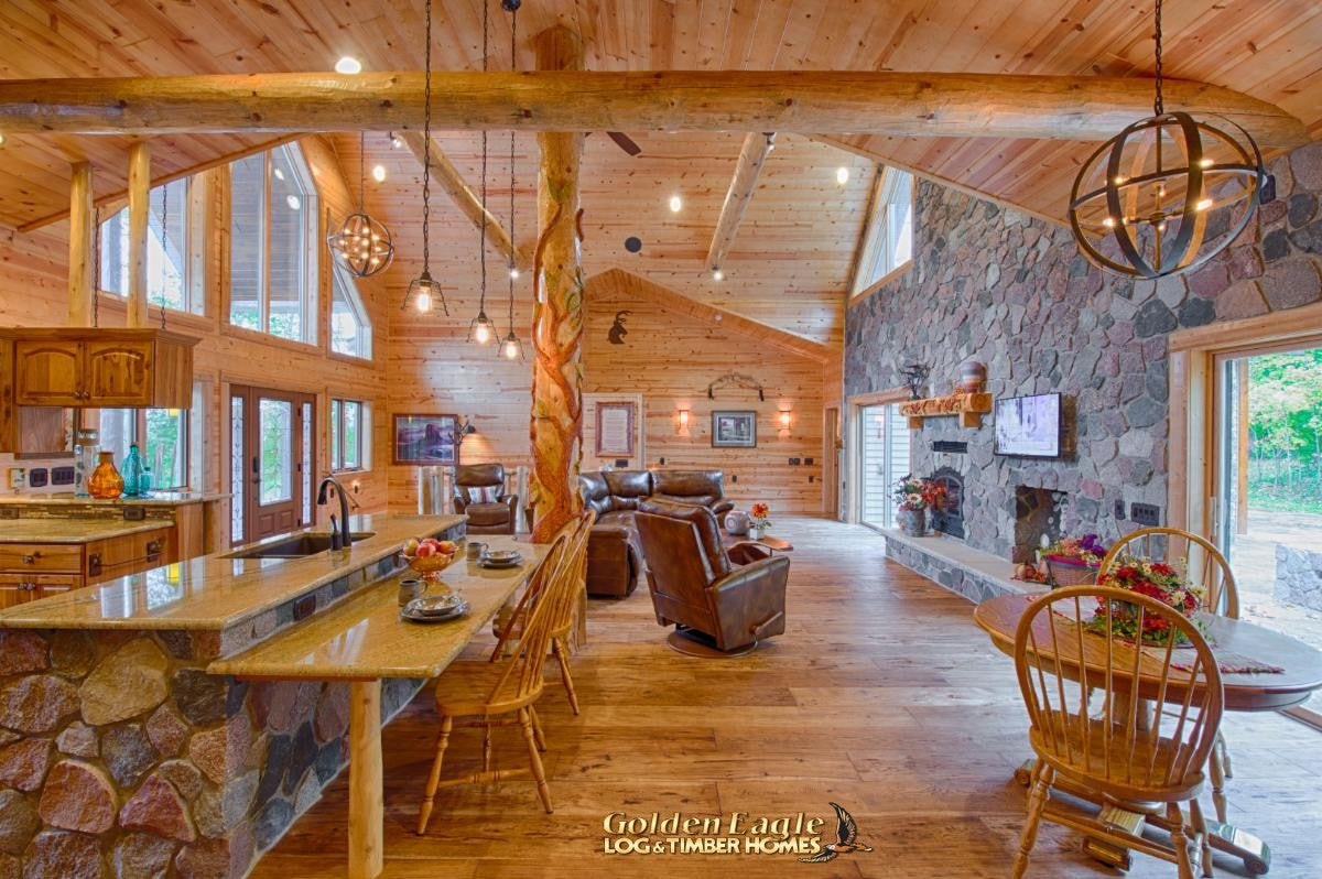 round long rustic log timber tree like tie beam beams rafter rafters ceiling great room loft pine golden eagle log home mart tod sharon jay sarah zachary zack zak zac zach parmeter beam beam beam beam beam log beam round beam tree beam