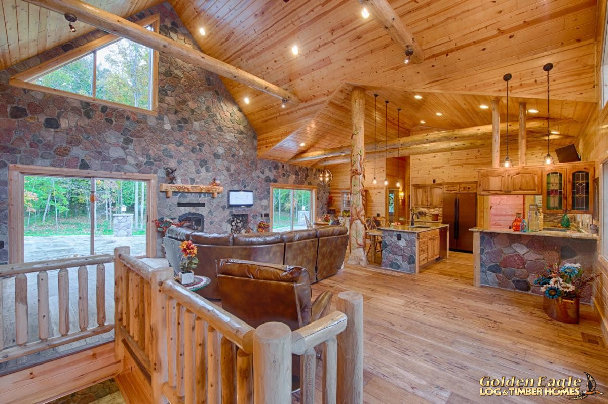 round long rustic log timber tree like tie beam beams rafter rafters ceiling great room loft pine golden eagle log home mart tod sharon jay sarah zachary zack zak zac zach parmeter beam beam beam beam beam log beam round beam tree beam