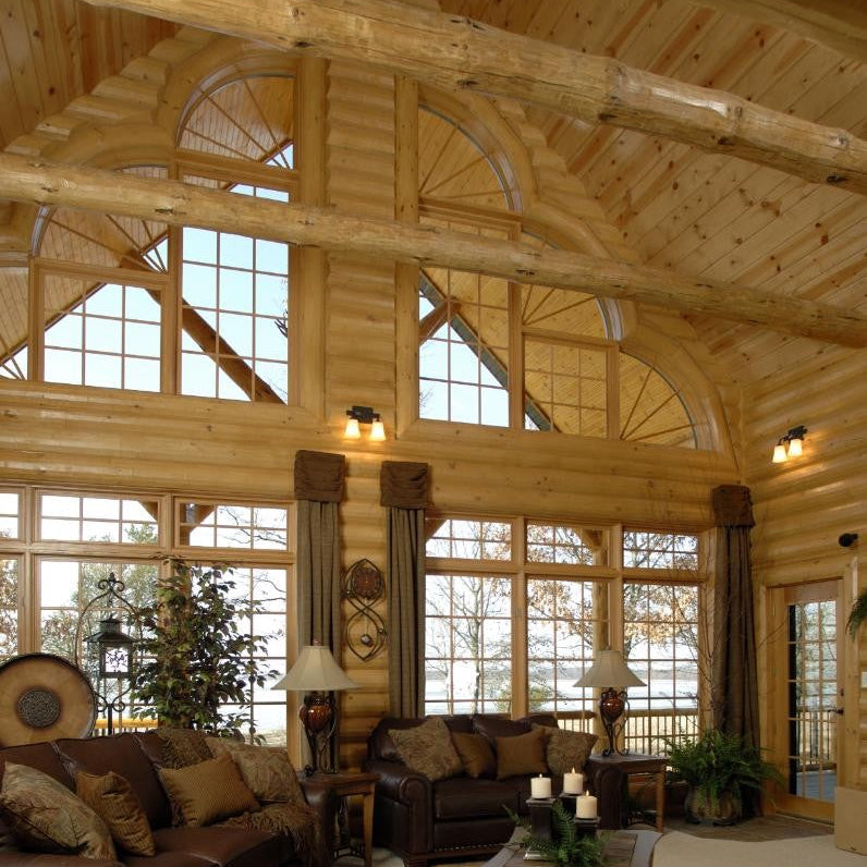 round long rustic log timber tree like tie beam beams rafter rafters ceiling great room loft pine golden eagle log home mart tod sharon jay sarah zachary zack zak zac zach parmeter beam beam beam beam beam log beam round beam tree beam