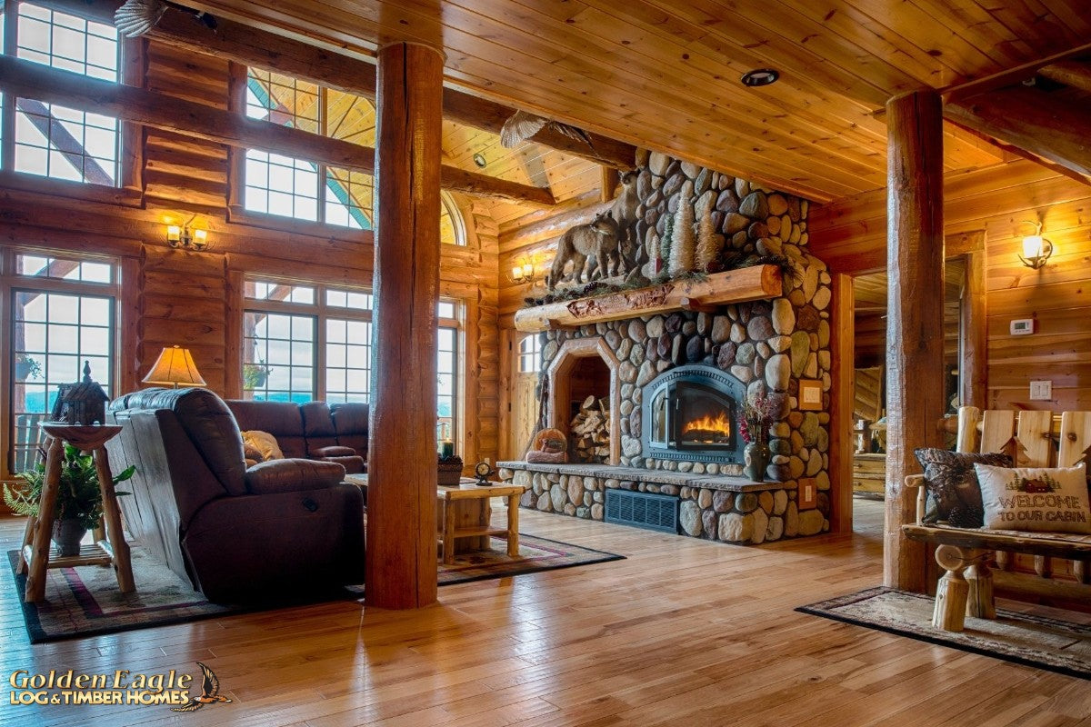 round long rustic log timber tree like tie beam beams rafter rafters ceiling great room loft pine golden eagle log home mart tod sharon jay sarah zachary zack zak zac zach parmeter beam beam beam beam beam log beam round beam tree beam