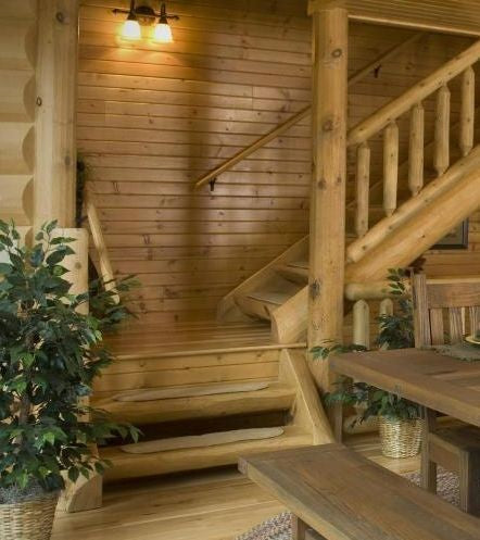 log cabin home stairs steps stairway