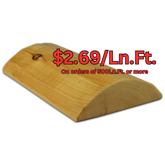 3" x 8" Super Round Quality Quarter-Log Siding - Machine-Peeled Surface - Profile #431 - Cabin-Grade