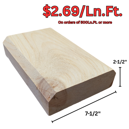 3"x8" Quarter Log Siding - Semi-Smooth - Beveled Edge - White Pine - #426