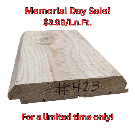 2" x 8" Square Quarter-Log Siding - Shiplap Style - Chiseled Surface - #423 - $3.99Ln.Ft.