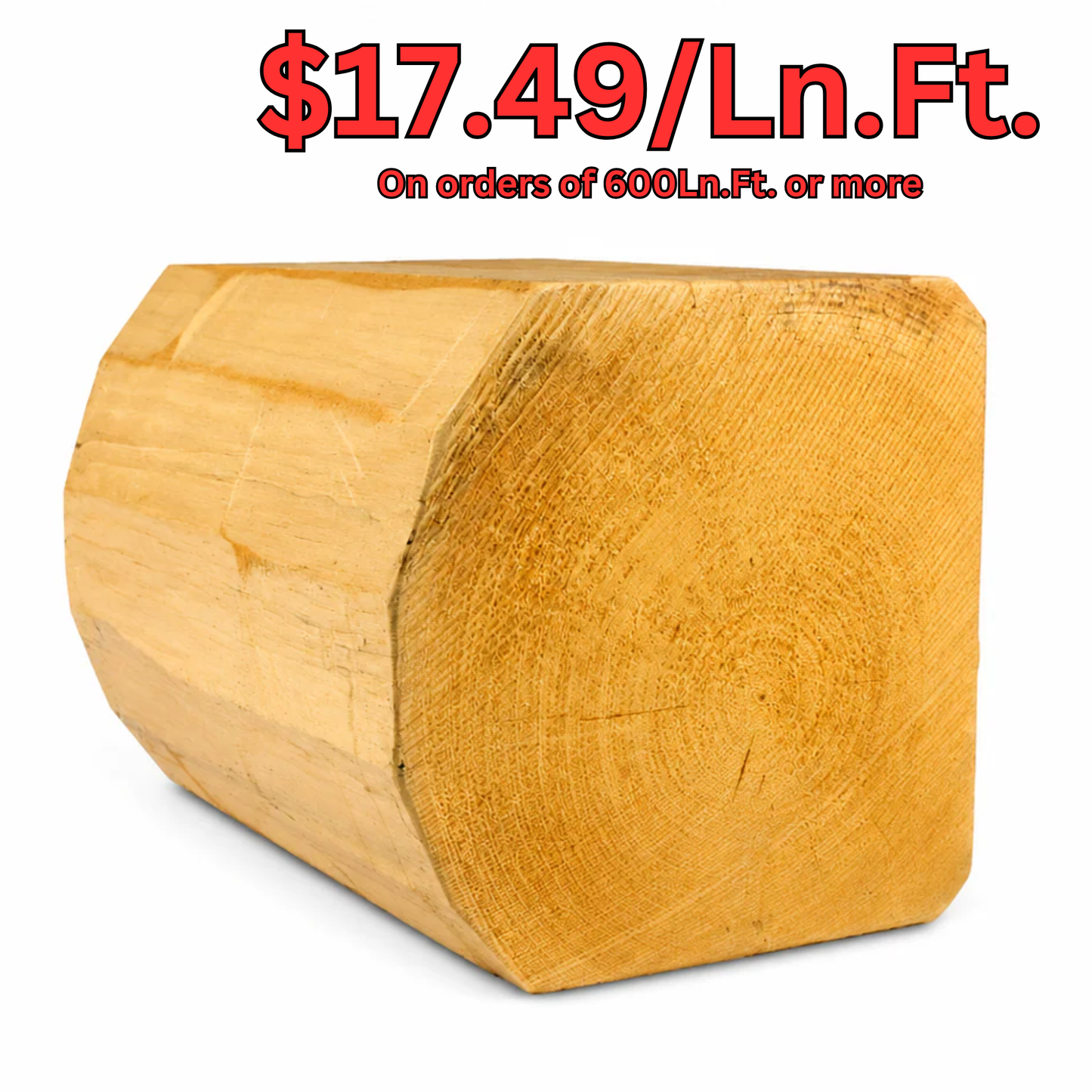 10" x 10" Super-Round D-Profile - Full Log - #165 Machine Peeled