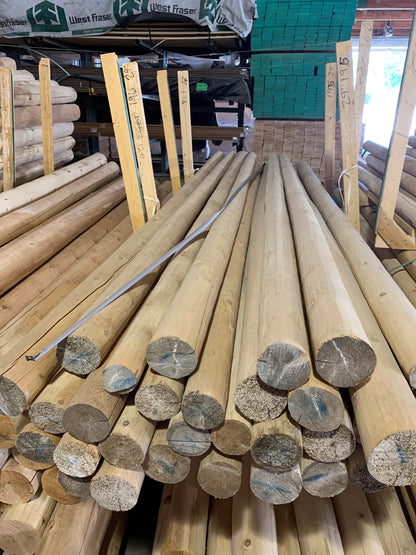 4" x 8' Round Cedar Deck & Loft Log Rails or Posts